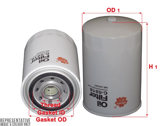 C-1820 - Oil Filter - Sakura Filters Equivalent - C-1820 - ES-15446 - East  Filters