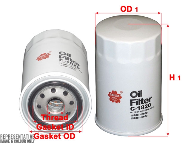 C-1820 - Oil Filter - Sakura Filters Equivalent - C-1820 - ES-15446 - East  Filters