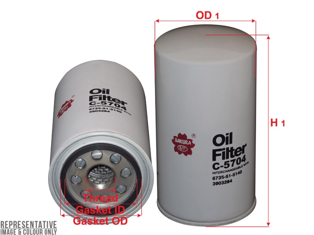 C-5704 - Oil Filter - Sakura Filters Equivalent - C-5704 - ES 